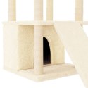 Drapak dla kota z sizalowymi słupkami, kremowy, 133 cm