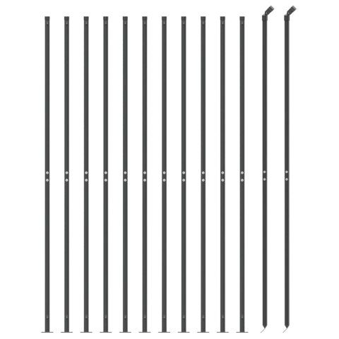 Ogrodzenie z siatki, ze stopami słupków, antracytowe, 2,2x25 m