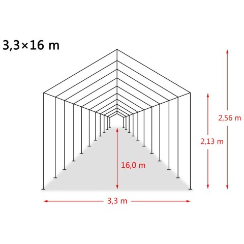 Namiot dla bydła, PVC 550 g/m², 3,3 x 16 m, ciemnozielony