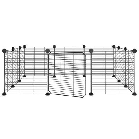 Klatka dla zwierząt z bramką, 12 paneli, czarna, 35x35 cm, stal