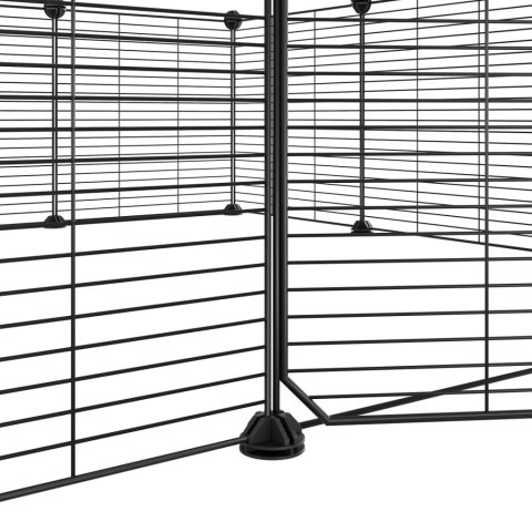 Klatka dla zwierząt z bramką, 12 paneli, czarna, 35x35 cm, stal