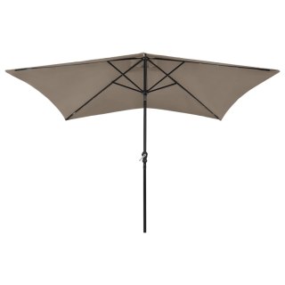 Parasol z lampkami LED, na stalowym słupku, kolor taupe, 2x3 m