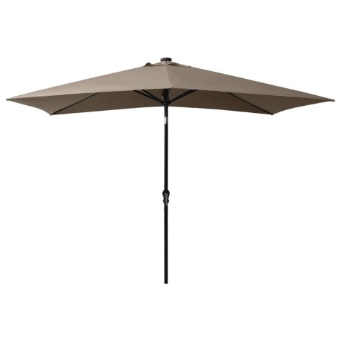 Parasol z lampkami LED, na stalowym słupku, kolor taupe, 2x3 m