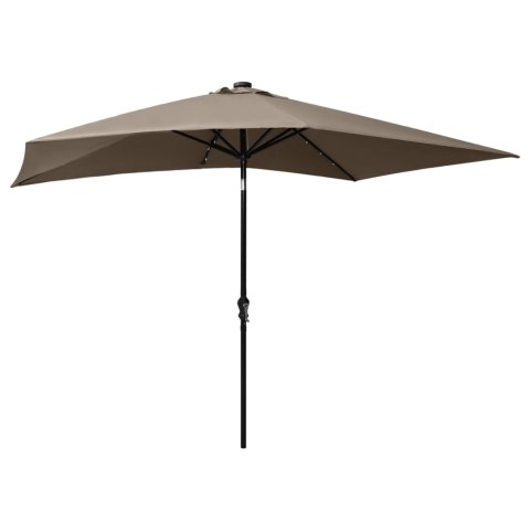 Parasol z lampkami LED, na stalowym słupku, kolor taupe, 2x3 m