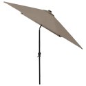 Parasol z lampkami LED, na stalowym słupku, kolor taupe, 2x3 m