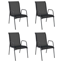 Krzesła ogrodowe, 4 szt., stal i tworzywo textilene, czarne