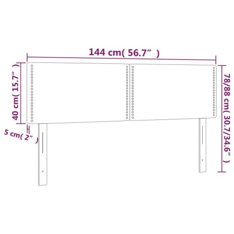 Zagłówek do łóżka z LED, biały, 144x5x78/88 cm, sztuczna skóra