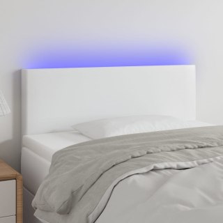 Zagłówek do łóżka z LED, biały, 90x5x78/88 cm, sztuczna skóra