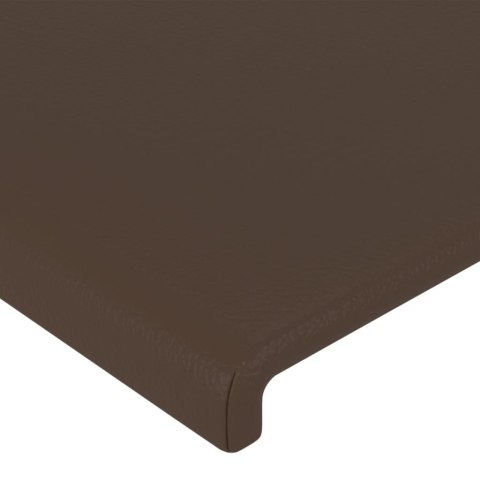 Zagłówek do łóżka z LED, brązowy, 90x5x78/88 cm, sztuczna skóra