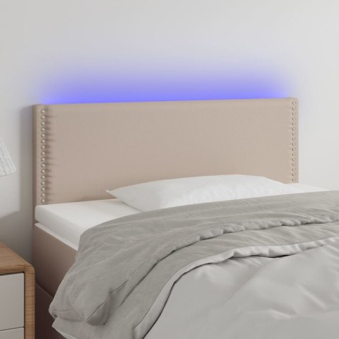 Zagłówek do łóżka z LED, cappuccino, 100x5x78/88 cm, ekoskóra