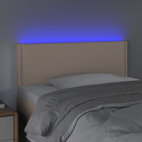 Zagłówek do łóżka z LED, cappuccino, 100x5x78/88 cm, ekoskóra