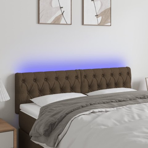 Zagłówek do łóżka z LED, ciemnobrązowy, 144x7x78/88 cm, tkanina