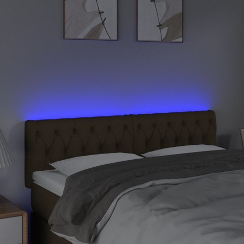 Zagłówek do łóżka z LED, ciemnobrązowy, 144x7x78/88 cm, tkanina