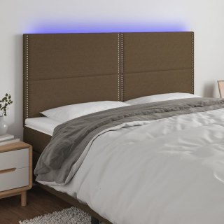 Zagłówek do łóżka z LED ciemnobrązowy 160x5x118/128 cm tkanina