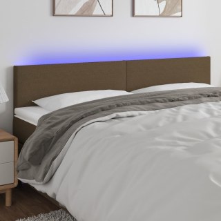 Zagłówek do łóżka z LED, ciemnobrązowy, 200x5x78/88 cm, tkanina