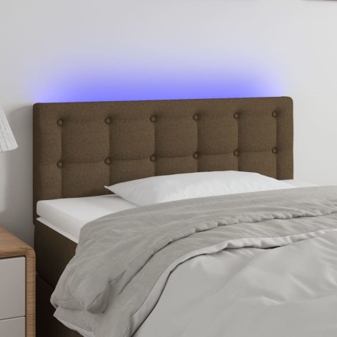 Zagłówek do łóżka z LED, ciemnobrązowy, 90x5x78/88 cm, tkanina