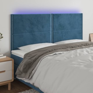 Zagłówek do łóżka z LED, ciemnoniebieski, 200x5x118/128 cm
