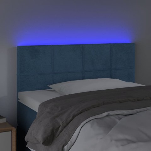Zagłówek do łóżka z LED, ciemnoniebieski 80x5x78/88 cm, aksamit