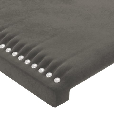 Zagłówek do łóżka z LED, ciemnoszary, 144x5x78/88 cm, aksamit