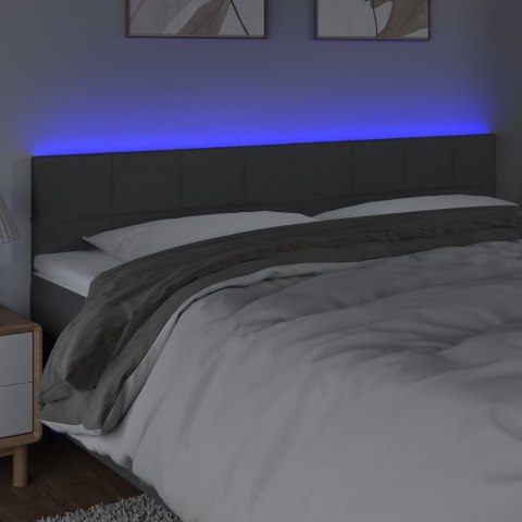 Zagłówek do łóżka z LED, ciemnoszary, 180x5x78/88 cm, tkanina