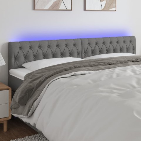 Zagłówek do łóżka z LED, ciemnoszary, 180x7x78/88 cm, tkanina