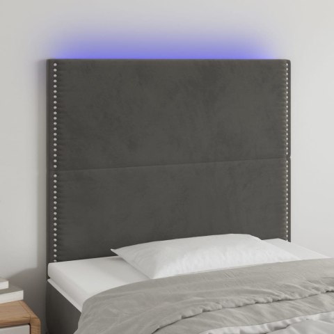 Zagłówek do łóżka z LED, ciemnoszary, 90x5x118/128 cm, aksamit