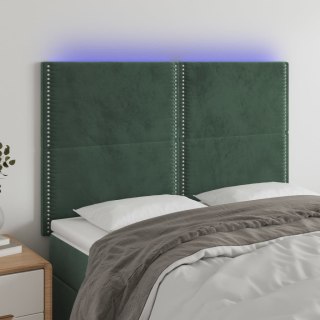Zagłówek do łóżka z LED, ciemnozielony, 144x5x118/128 cm