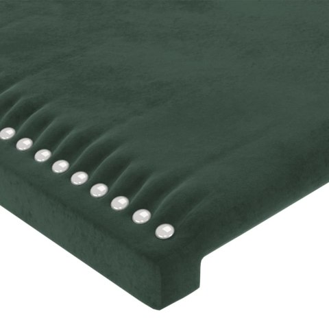 Zagłówek do łóżka z LED, ciemnozielony, 144x5x78/88 cm, aksamit