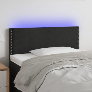 Zagłówek do łóżka z LED, czarny, 100x5x78/88 cm, aksamit