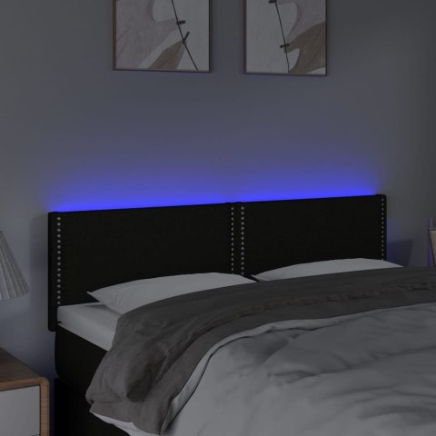 Zagłówek do łóżka z LED, czarny, 144x5x78/88 cm, tkanina