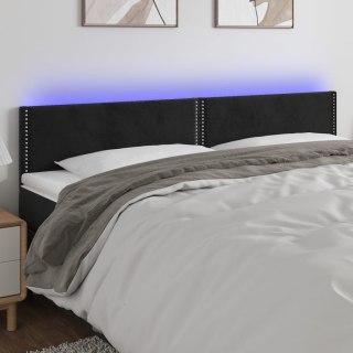 Zagłówek do łóżka z LED, czarny, 160x5x78/88 cm, aksamit