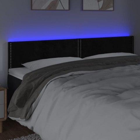 Zagłówek do łóżka z LED, czarny, 160x5x78/88 cm, aksamit