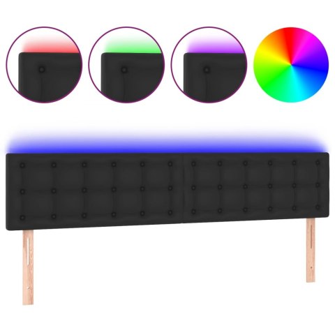 Zagłówek do łóżka z LED, czarny, 160x5x78/88 cm, sztuczna skóra