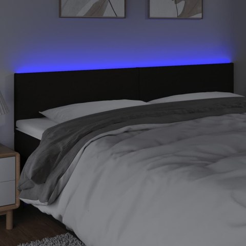 Zagłówek do łóżka z LED, czarny, 180x5x78/88 cm, tkanina