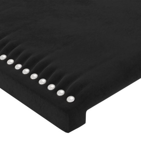 Zagłówek do łóżka z LED, czarny, 200x5x78/88 cm, aksamit