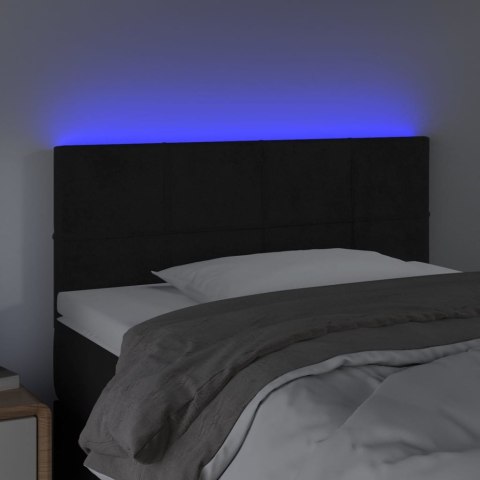 Zagłówek do łóżka z LED, czarny, 90x5x78/88 cm, aksamit