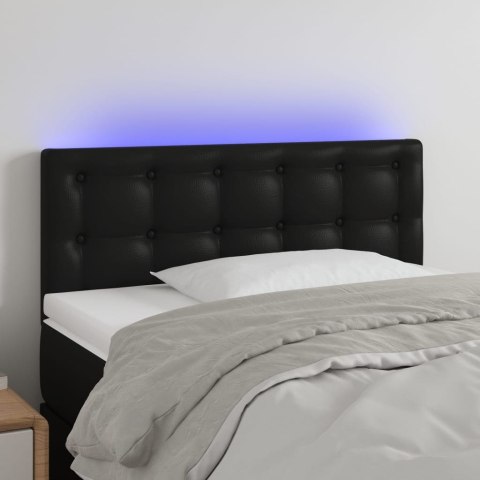 Zagłówek do łóżka z LED, czarny, 90x5x78/88 cm, sztuczna skóra