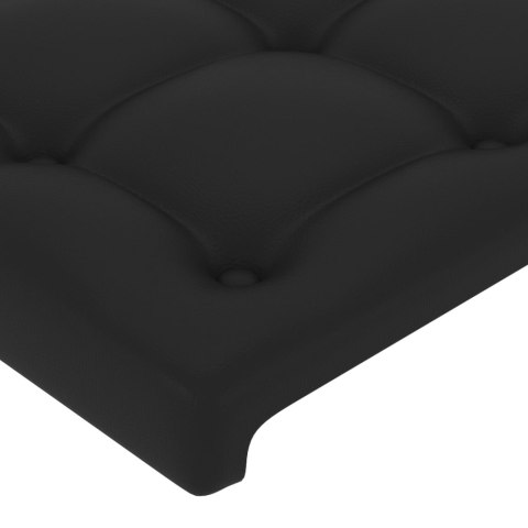 Zagłówek do łóżka z LED, czarny, 90x5x78/88 cm, sztuczna skóra