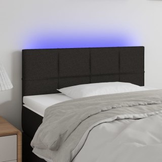 Zagłówek do łóżka z LED, czarny, 90x5x78/88 cm, tkanina