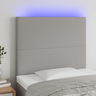 Zagłówek do łóżka z LED, jasnoszary, 100x5x118/128 cm, tkanina