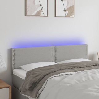Zagłówek do łóżka z LED, jasnoszary, 144x5x78/88 cm, tkanina