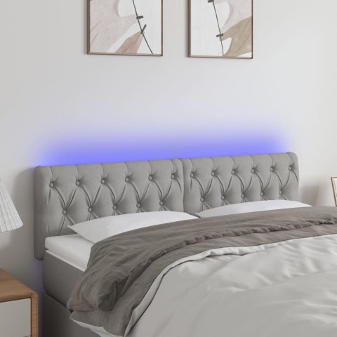 Zagłówek do łóżka z LED, jasnoszary, 160x7x78/88 cm, tkanina