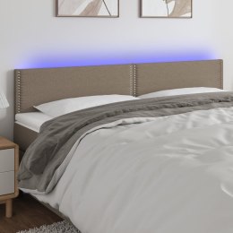 Zagłówek do łóżka z LED, taupe, 200x5x78/88 cm, tkanina