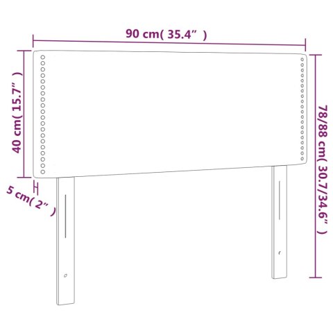 Zagłówek do łóżka z LED, taupe, 90x5x78/88 cm, tkanina