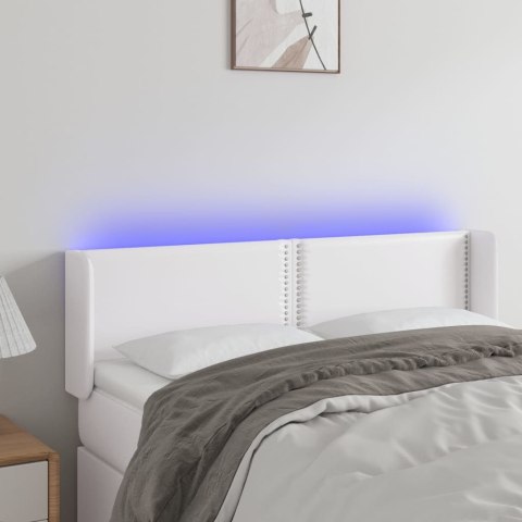 Zagłówek do łóżka z LED, biały, 147x16x78/88 cm, sztuczna skóra