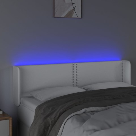 Zagłówek do łóżka z LED, biały, 147x16x78/88 cm, sztuczna skóra