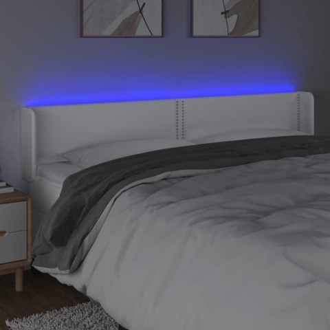 Zagłówek do łóżka z LED, biały, 163x16x78/88 cm, sztuczna skóra