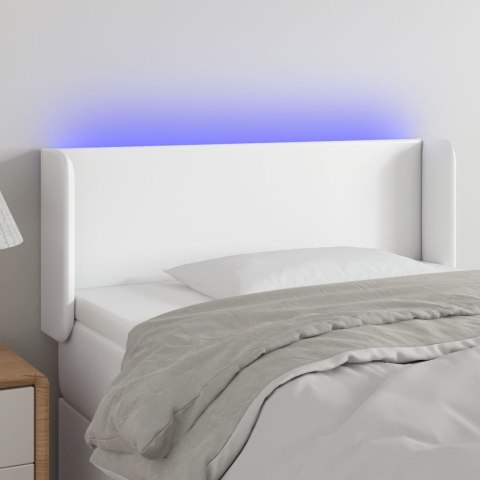 Zagłówek do łóżka z LED, biały, 93x16x78/88 cm, sztuczna skóra