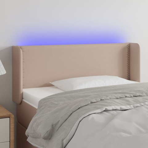 Zagłówek do łóżka z LED, cappuccino, 103x16x78/88 cm, ekoskóra
