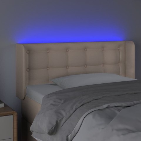 Zagłówek do łóżka z LED, cappuccino, 103x16x78/88 cm, ekoskóra